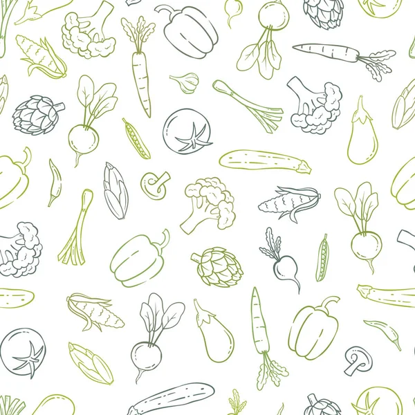 Krásná Ručně Kreslená Zelenina Bezešvé Vzory Pudl Zelenina Skvělé Pro — Stockový vektor