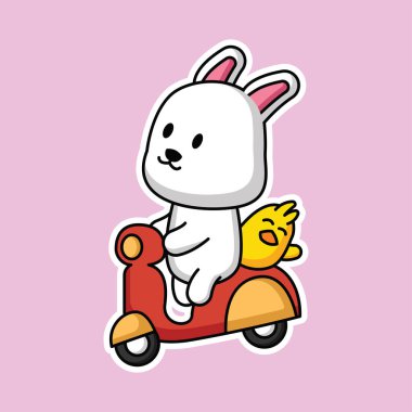 Sevimli Paskalya tavşanı maskotu çıkartma simgesi