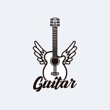 Gitar logosu geçmişe dönük rozet tasarımı