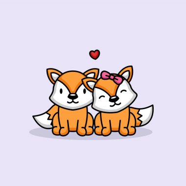 Şirin tilkiler Sevgililer Günü vektör çizimi