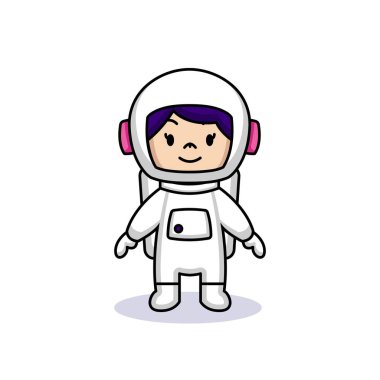 Astronot kostümlü şirin küçük kız.