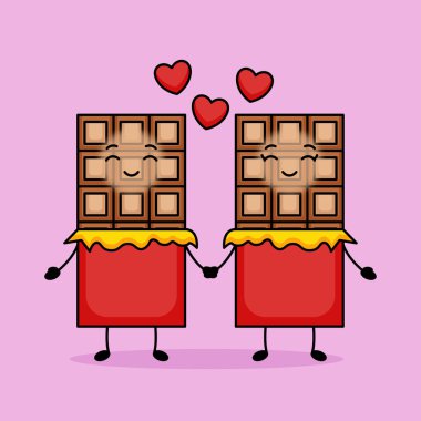 Şirin çikolata maskot tasarımı vektör çizimi 