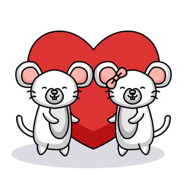 Sevgililer Günü 'nde sevimli bir çift fare.