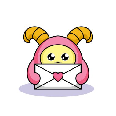 Sevgililer Günü temalı sevimli canavar.