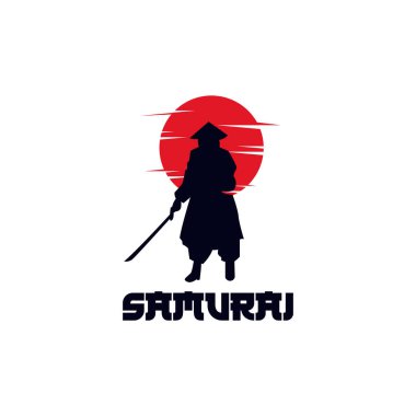 Basit siluet samuray logosu tasarımı