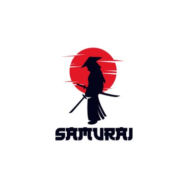 Basit siluet samuray logosu tasarımı