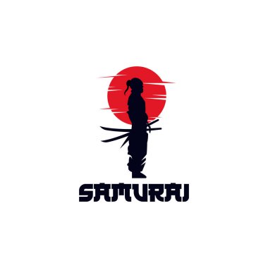 Basit siluet samuray logosu tasarımı