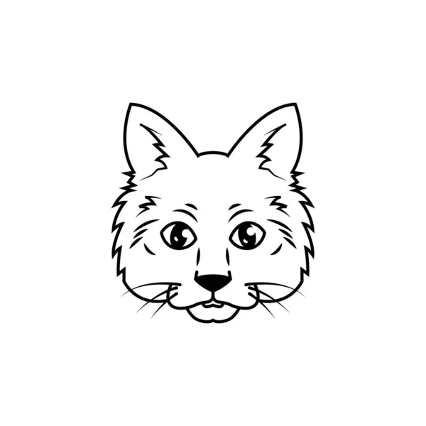 Söt Linje Konst Katt Logotyp Design — Stock vektor