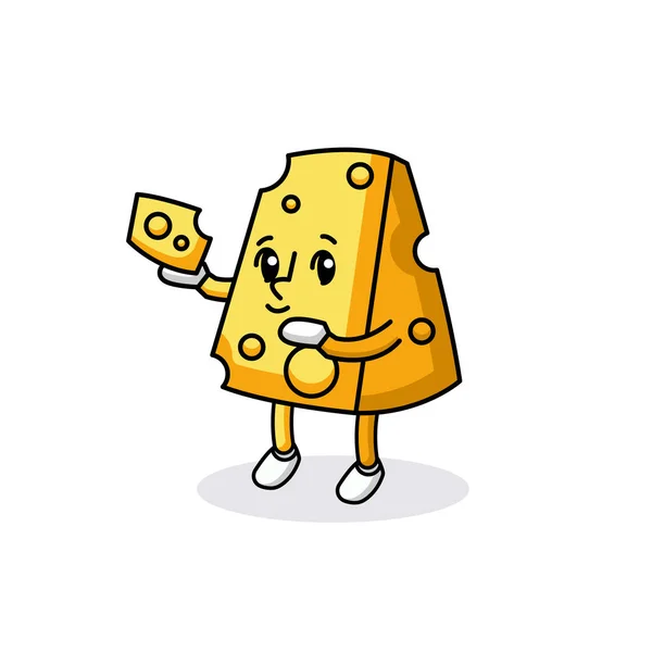 Design Mignon Logo Mascotte Fromage — Image vectorielle