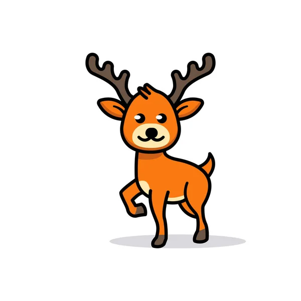 Lindo Venado Animal Mascota Logo — Vector de stock