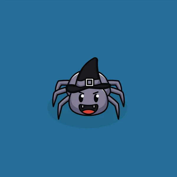 かわいいグレーのクモのマスコットデザイン — ストックベクタ