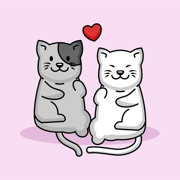 Mascotte Chat Mignon Amour Jour Saint Valentin — Image vectorielle