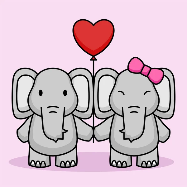 발렌타인데이에 귀여운 코끼리 — 스톡 벡터