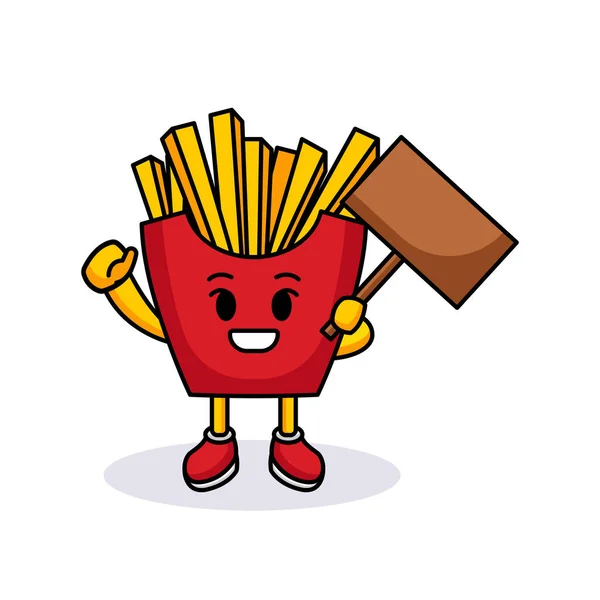 Cartofi Prajiti Fast Food Design Mascota — Vector de stoc