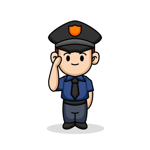 Cute Police Officer Uniform Mascot Design — Stock Vector