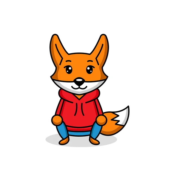 Leuke Vos Dragen Hoodie Mascotte Logo Ontwerp — Stockvector