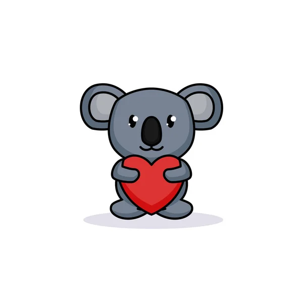 Lindo Koala Día San Valentín — Vector de stock