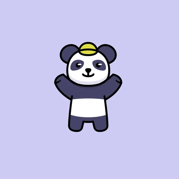 Mignon Panda Nerd Étudiant Conception Mascotte — Image vectorielle