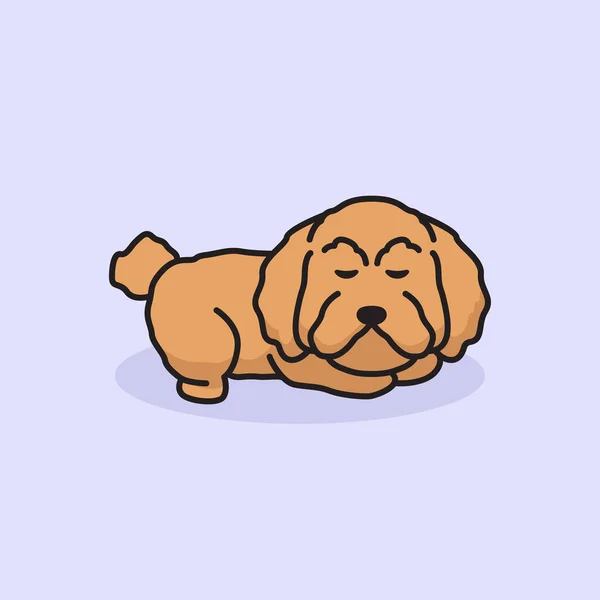 Roztomilý Pudl Pes Maskot Logo Design — Stockový vektor