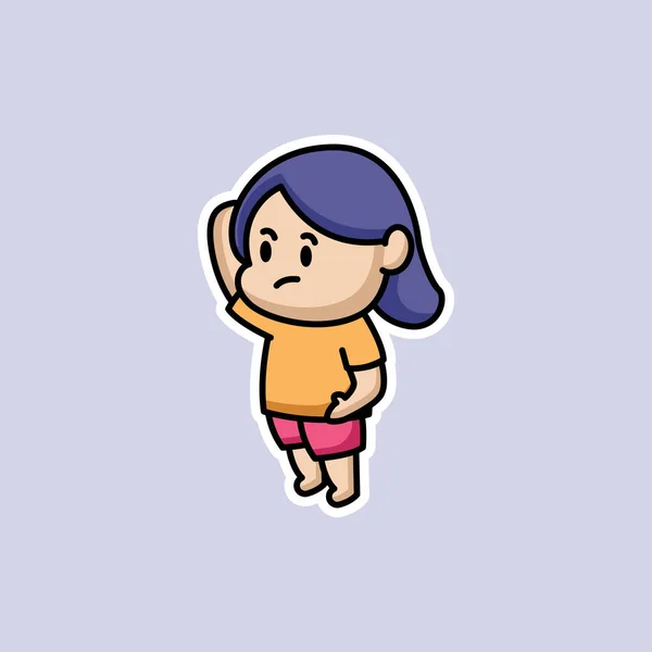 Cute Fat Girl Sticker Funny — Stock Vector