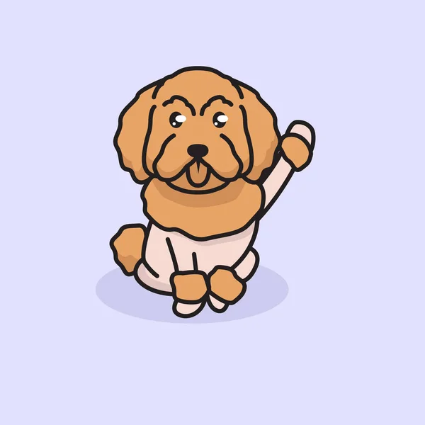 Милий Пудель Собака Талісман Логотип Дизайн — стоковий вектор