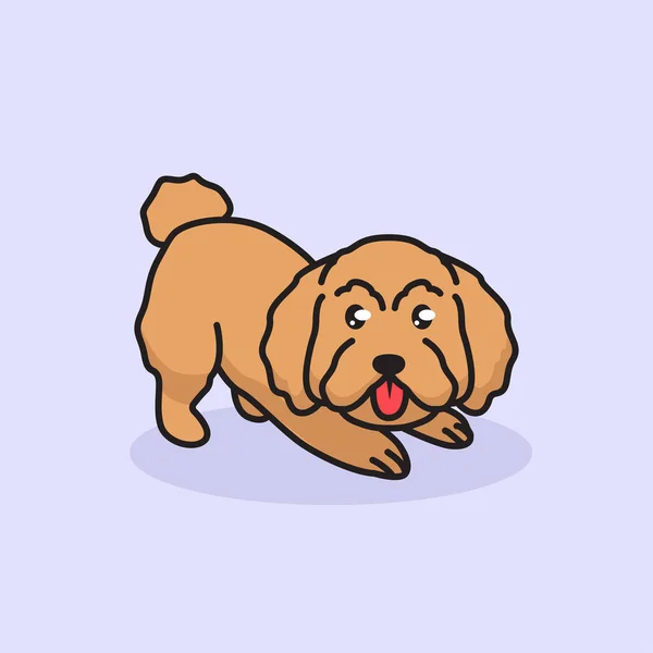 Милий Пудель Собака Талісман Логотип Дизайн — стоковий вектор