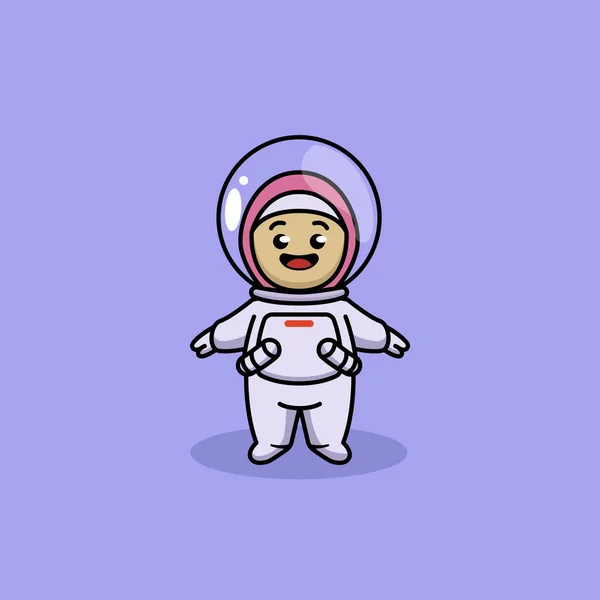 Muslim Kid Astronaut Costume — Stock Vector