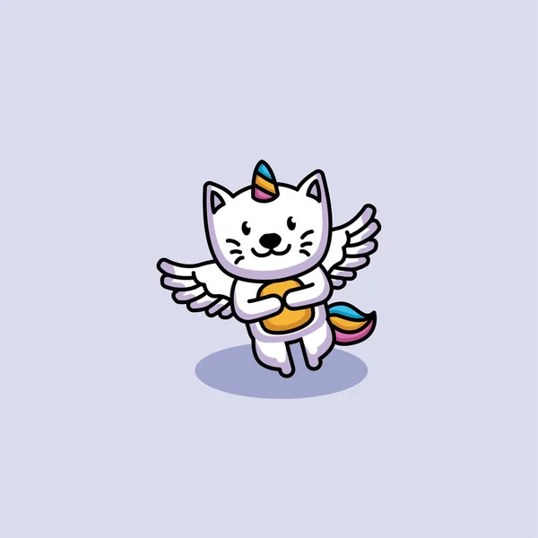 Mascotte Angle Chat Licorne Logo Design — Image vectorielle