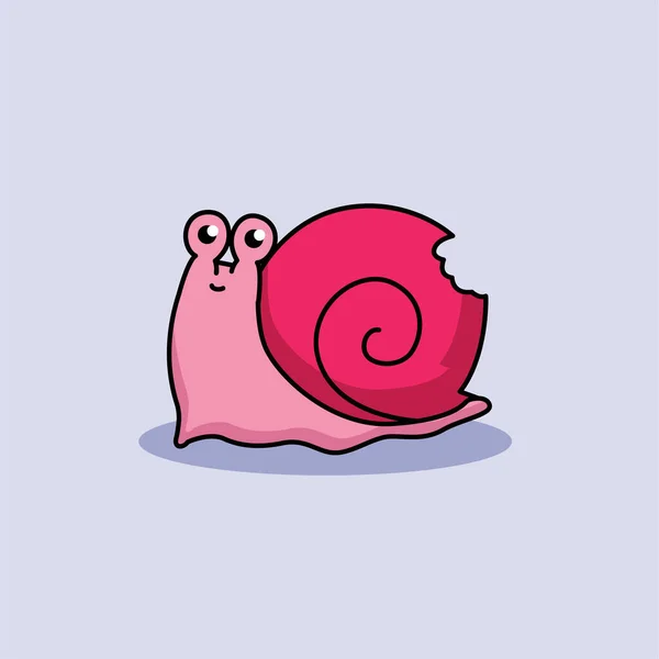 快乐可爱的粉红蜗牛吉祥物设计 — 图库矢量图片