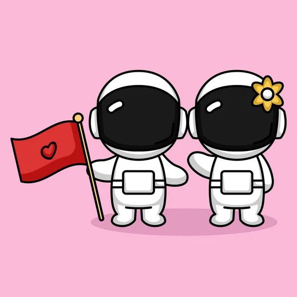 Niedliches Astronautenpaar Verliebt Sich — Stockvektor
