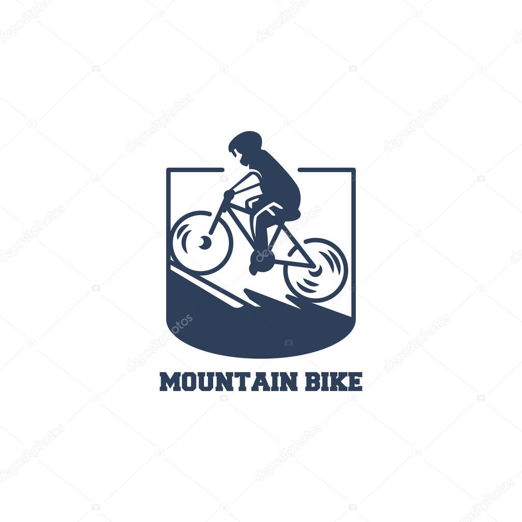 Retro simple mountain bike badge logo design