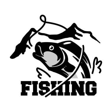 Düz basit retro bass balığı logosu tasarımı