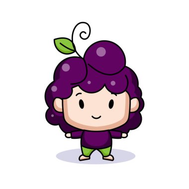 Çizgi film çocukları meyve vektörü çizimi