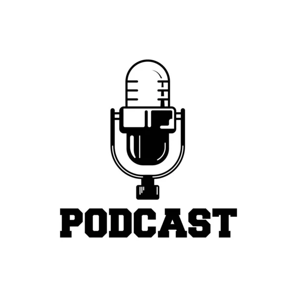 Retro Mikrofon Podcast Logo Tasarımı — Stok Vektör