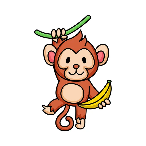 Roztomilý Vektor Opice Ilustrace — Stockový vektor