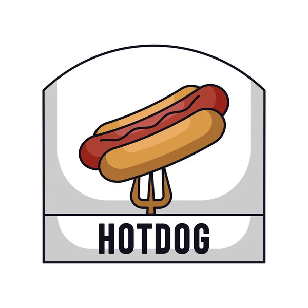 Lencana Desain Logo Hotdog Sederhana - Stok Vektor