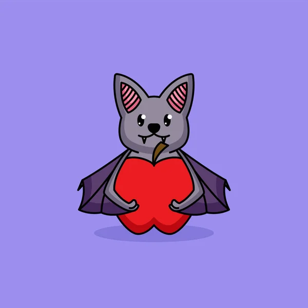 Bonito Bebê Morcego Mascote Design — Vetor de Stock