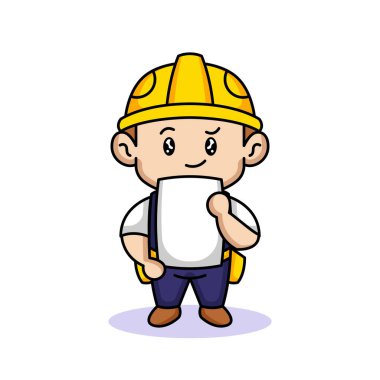 İnşaat işçisi kostümlü sevimli erkek çocuk.