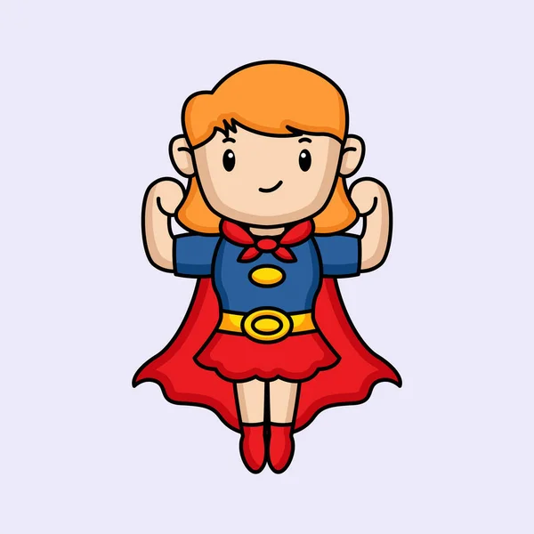 Gadis Manis Dengan Kostum Pahlawan Super - Stok Vektor