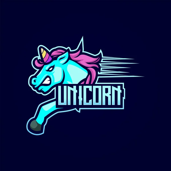 Lencana Desain Logo Unicorn Sport - Stok Vektor