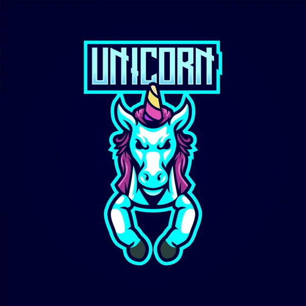 Lencana Desain Logo Unicorn Sport - Stok Vektor