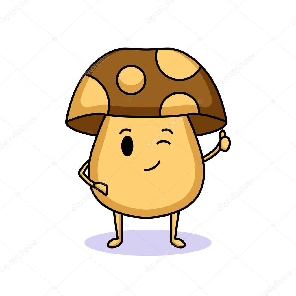 Cute mushroom mascot design illustration