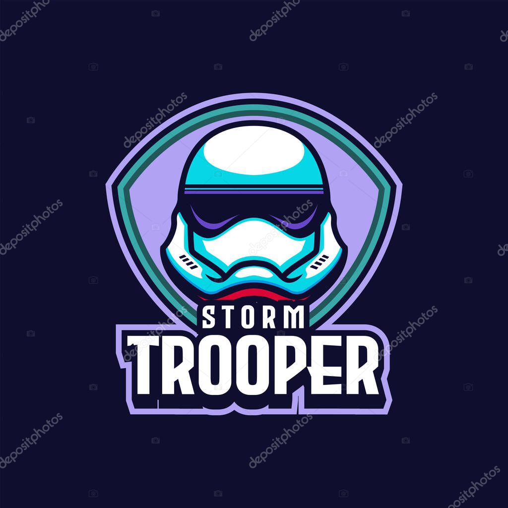 Storm trooper head e-sport logo design