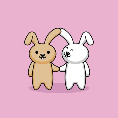 çift tavşan sevgililer günü vektör çizimi