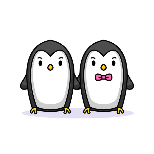 Милая Векторная Иллюстрация Пингвинов — стоковый вектор