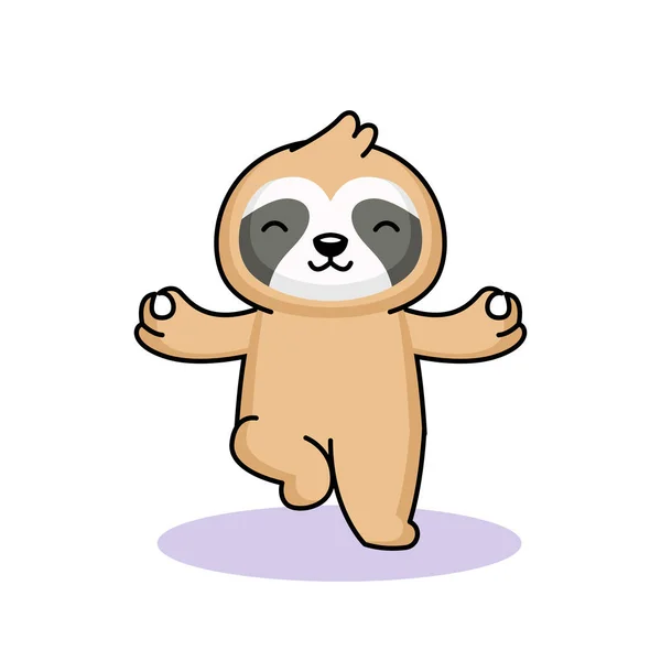 可爱懒惰的动物瑜伽吉祥物设计 — 图库矢量图片