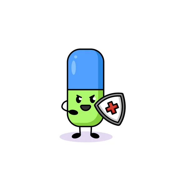 Mascotte Mignonne Médecine Capsule Design — Image vectorielle