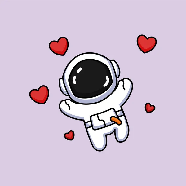 Valentine Astronot Vektör Çizimi — Stok Vektör