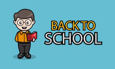 Şirin Okula Dönüş maskotu tasarım afişi şablonu