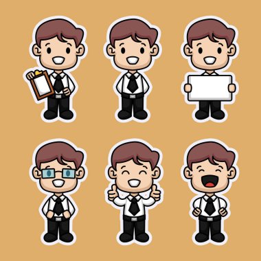 Bir grup şirin çocuk işadamı etiketi.